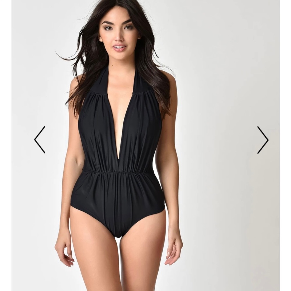 Black Unique Vintage Swimsuit XL